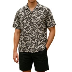 BANANA REPUBLIC Hawaiian Fern Print Slim Fit Button Down Shirt Preppy Size XXL